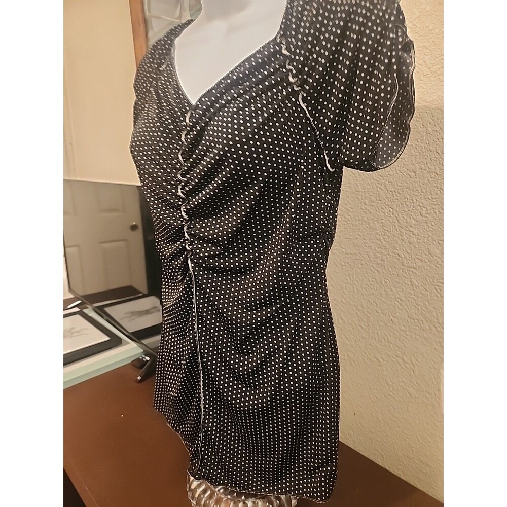 Max Studio Chic! Black Polka Dot Blouse - Women's Size M - Classic Workwear - Picture 2 of 5